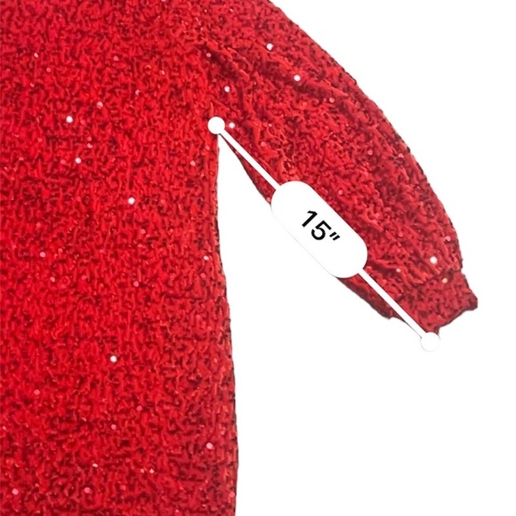 Jess Lea Plus Red Sequin Shift Mini, Long Sleeve 2X - NWT - Picture 5 of 7